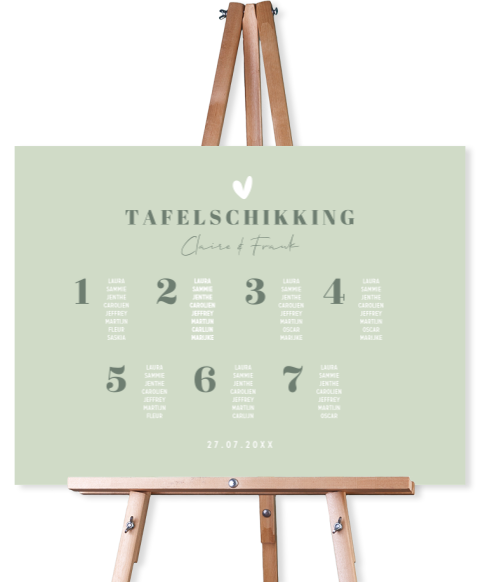 Tafelschikking bruiloftsbord groen modern