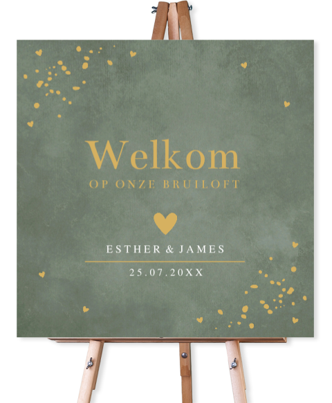 Bruiloftsbord stijlvol groen hartjes 70x70 cm