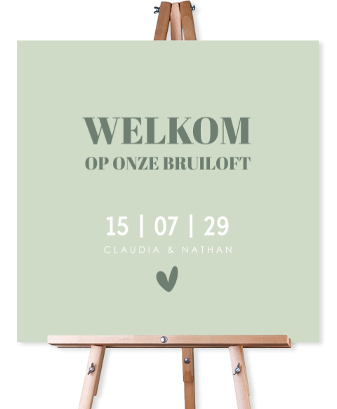 Bruiloftsbord groen modern typografie