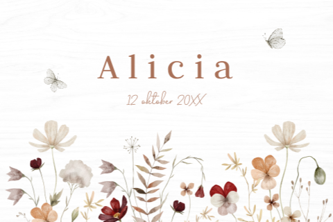 Memorybox hout geboorte bloemen vlinders meisje