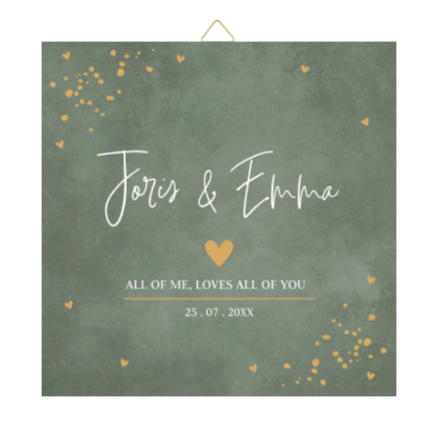 Tegeltje bruiloft groen met namen