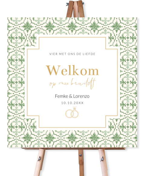 Bruiloftsbord mediterraans patroon groen