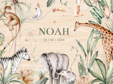 Memorybox hout baby jungle dieren