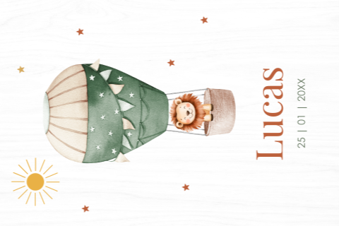 Memorybox hout met luchtballon en leeuwtje