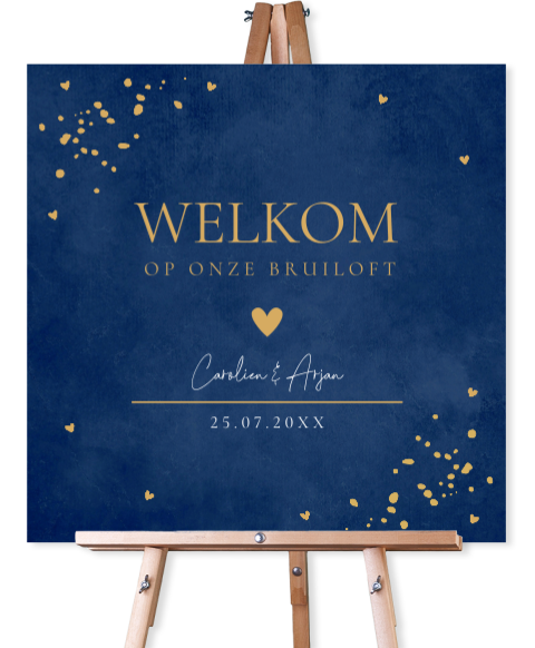 Welkomstbord huwelijk bruiloft donkerblauw