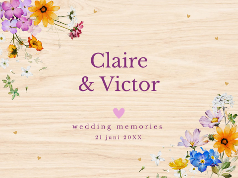 Bruiloft memorybox met kleurrijke bloemen