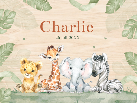 Memorybox hout vrolijke jungle dieren