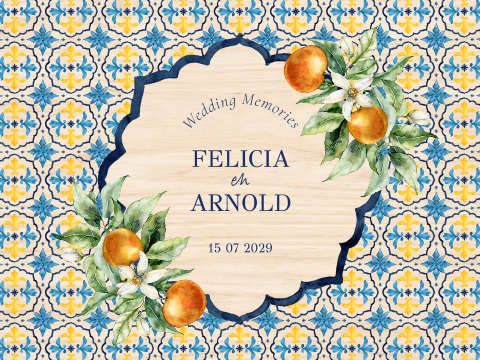 Bruiloft memorybox hout Mediterraans patroon