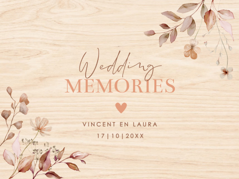 Bruiloft memorybox hout terracotta bloemen