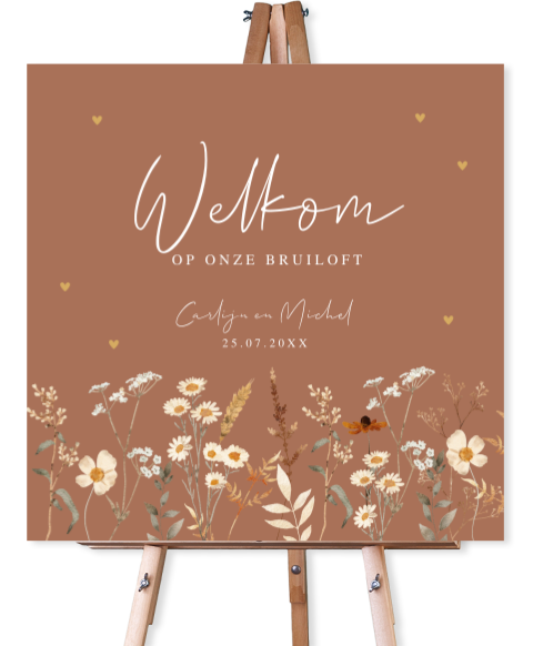 Bruiloftsbord brons bruin bloemen