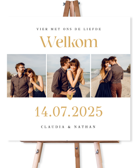 Bruiloftsbord wit met foto 70x70 cm