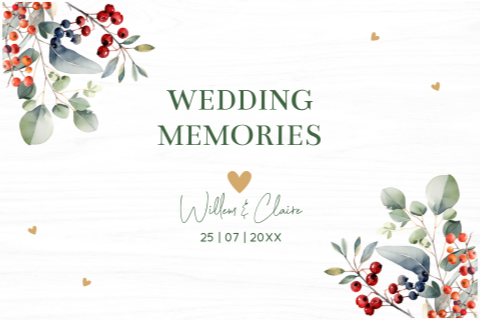 Memorybox hout bruiloft Red Berries Christmas