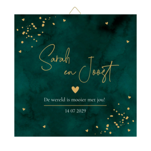 Tegeltje bruiloft donkergroen met eigen tekst