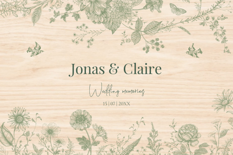 Memorybox bruiloft botanisch floral vogels groen