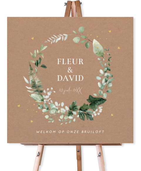 Bruiloftsbord kraftlook botanisch groen krans