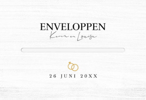Enveloppenkist hout huwelijk met eigen tekst en ringen