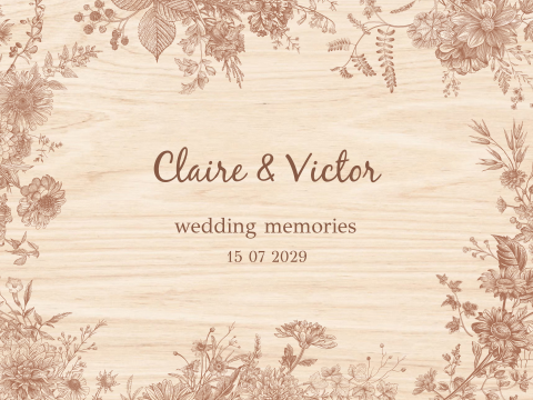 Bruiloft memorybox hout bloemen botanisch