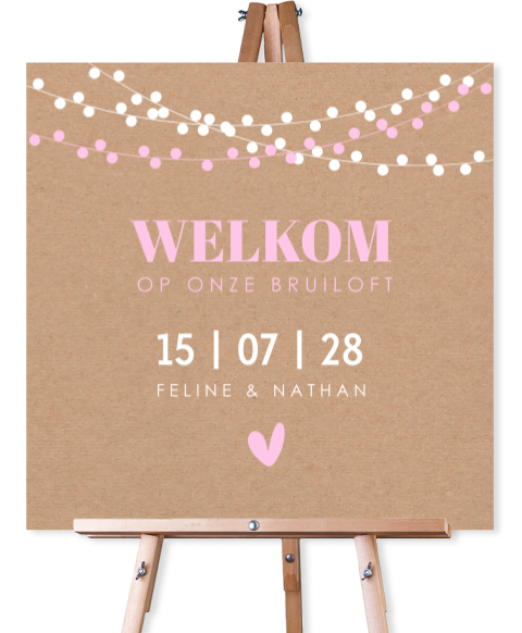 Bruiloftsbord kraftlook slingers roze