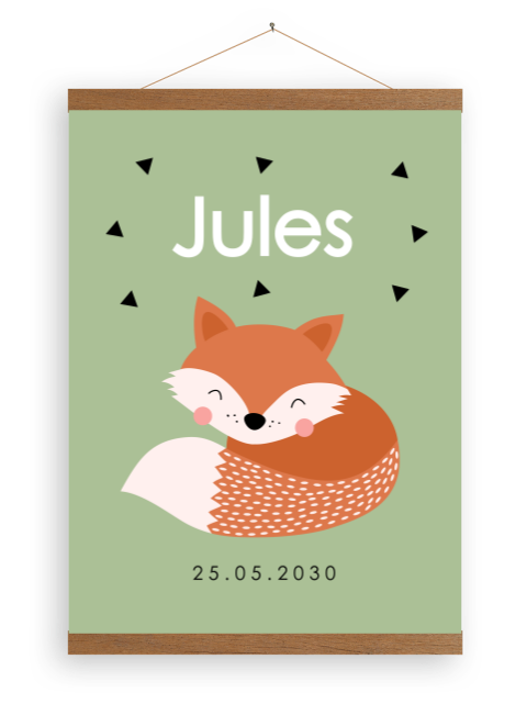 Canvasposter lief vosje en driehoekjes | 30x40 cm