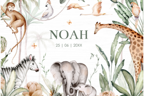 Memorybox hout baby jungle dieren