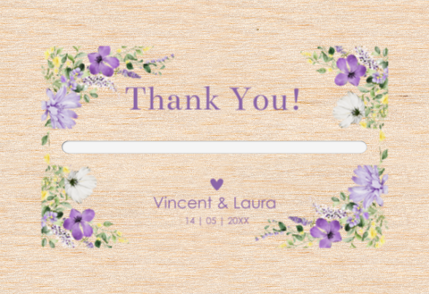 Enveloppenkist bruiloft hout met bloemen paars 29x20x22 cm