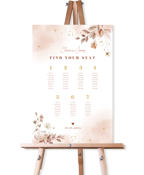 Tafelschikking bord bruiloft terracotta roze bloemen