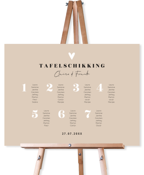 Tafelschikking bruiloftsbord beige modern