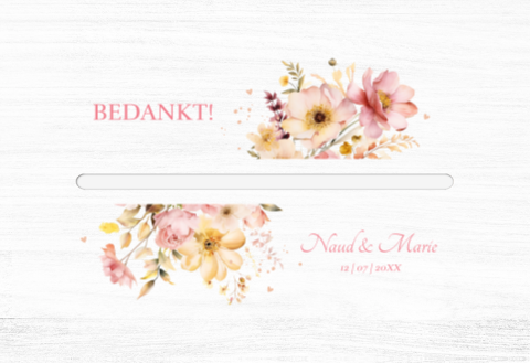 Enveloppenkist bruiloft bloemen roze geel