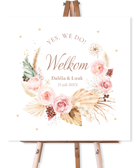 Bruiloftsbord bohemian bloemenkrans