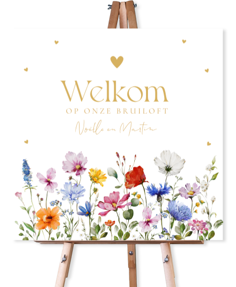 Bruiloftsbord zomerse bloemen 70x70 cm