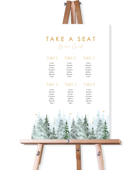 Tafelschikking bord bruiloft winter wedding groen