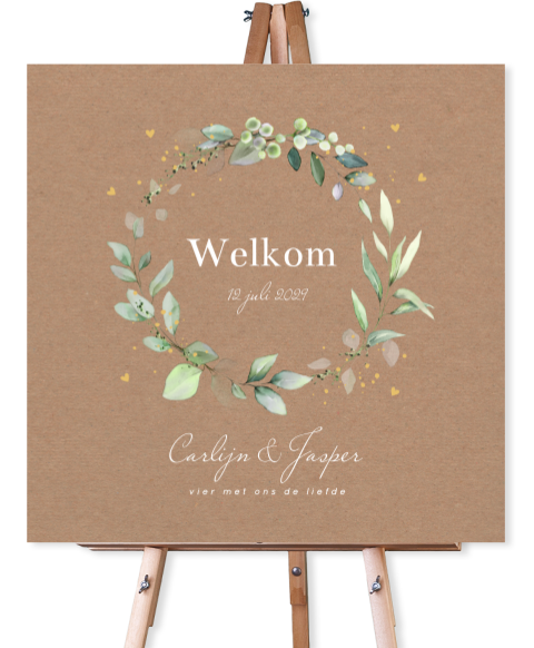 Bruiloftsbord kraftlook botanisch groen krans