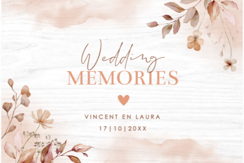 Bruiloft memorybox hout terracotta bloemen