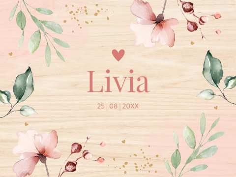 Memorybox hout met bloemen roze meisje