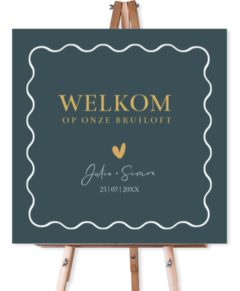 Bruiloftsbord stijlvol denim blauw golvend kader