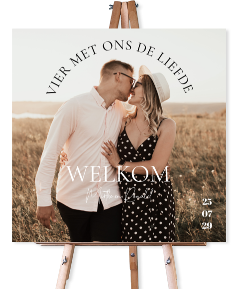 Bruiloftsbord eigen foto typografie