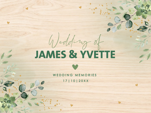 Bruiloft memorybox botanisch bladeren groen