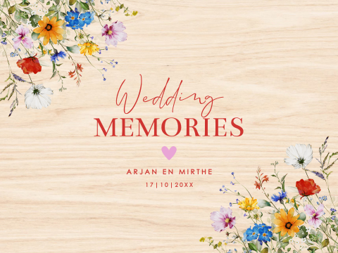Bruiloft memorybox zomerse gekleurde bloemen