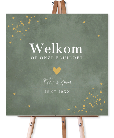 Bruiloftsbord stijlvol groen hartjes 70x70 cm