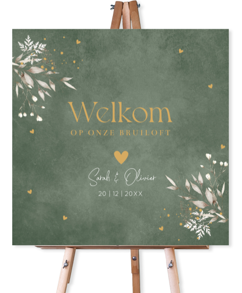 Bruiloftsbord kerst groen kersttakjes vierkant