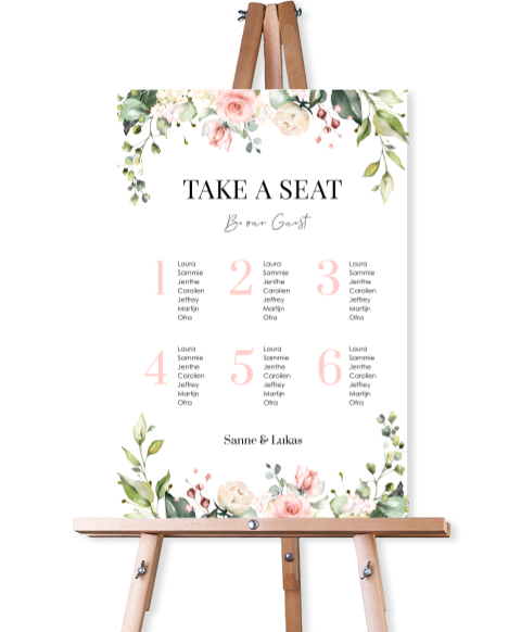 Tafelschikking bruiloftsbord bloemen rozen