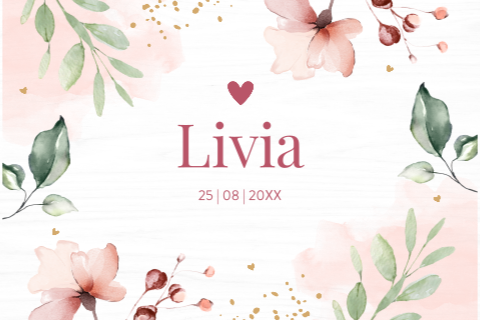 Memorybox hout met bloemen roze meisje
