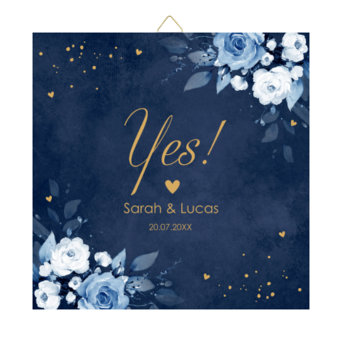 Tegeltje bruiloft donkerblauw romantische bloemen