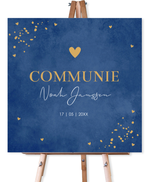 Welkomstbord communie blauw jongen