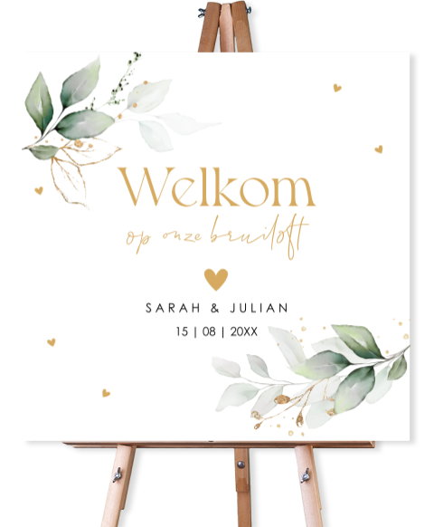 Bruiloftsbord botanisch groen waterverf bladeren
