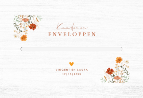 Enveloppendoos hout wit huwelijk herfst bloemen