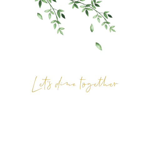 Menukaart met bladeren en takjes in aquarel look