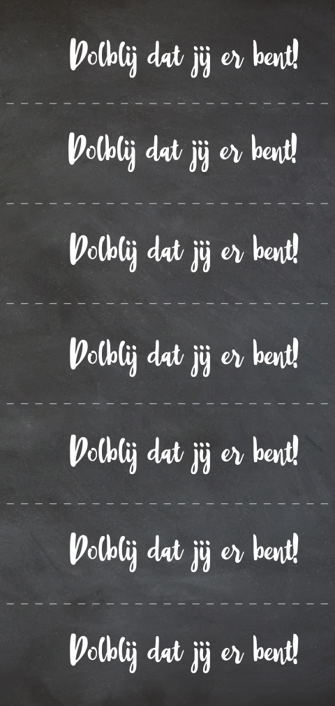 DIY labeltje geboortekaartje krijtbord look