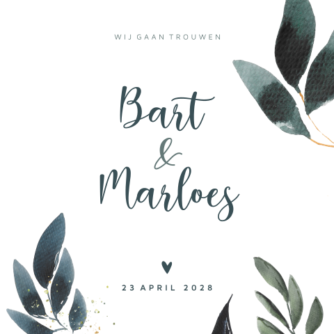 Eucalyptus trouwkaart watercolor takje