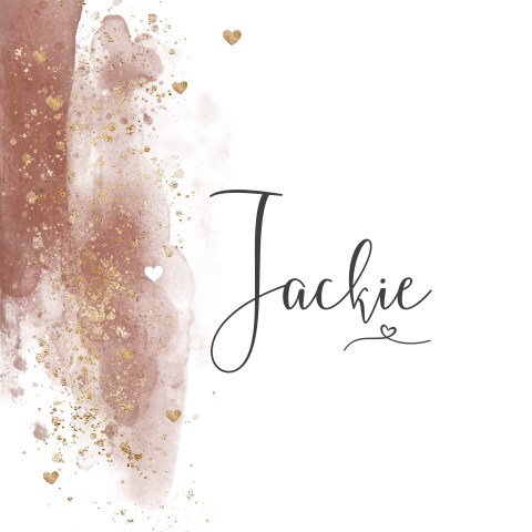 Uniek geboortekaartje zusje watercolor roze en goud look